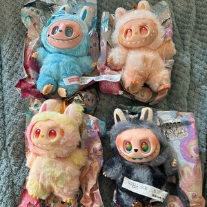 Cute Plush Monster Keychains Set Lafufu bag charm vinyl doll pendants set of x4